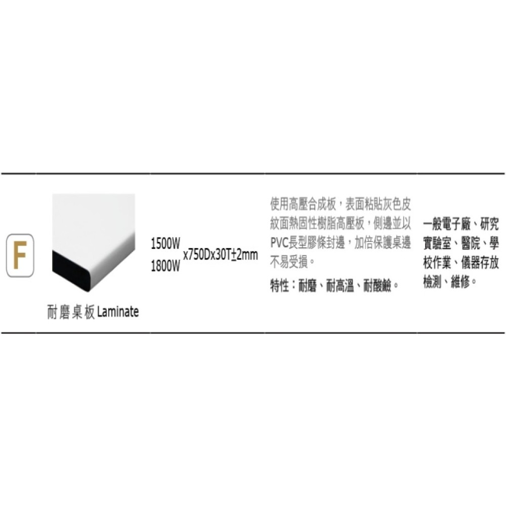 標準型耐磨三屜上架組工作桌  WBT-6203F5
