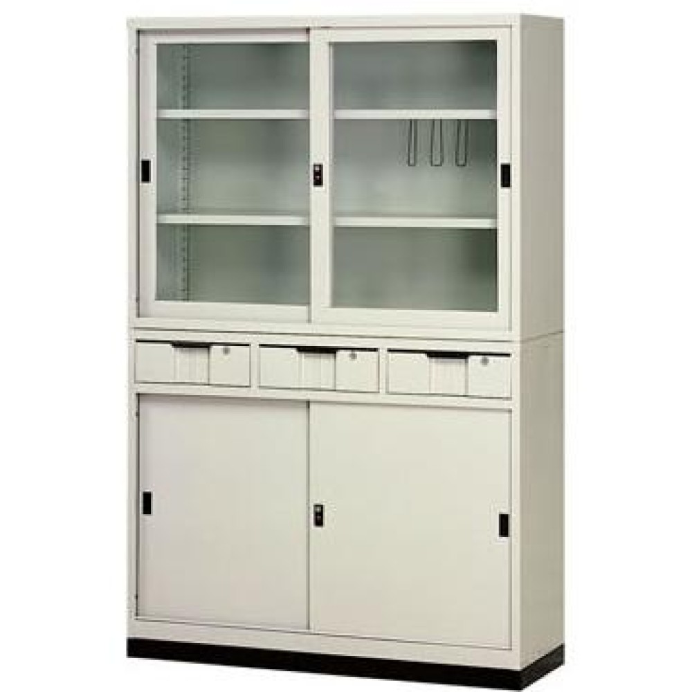 4尺上玻下二門中三屜公文櫃/書櫃  TG43/H43-3D/TB-46
